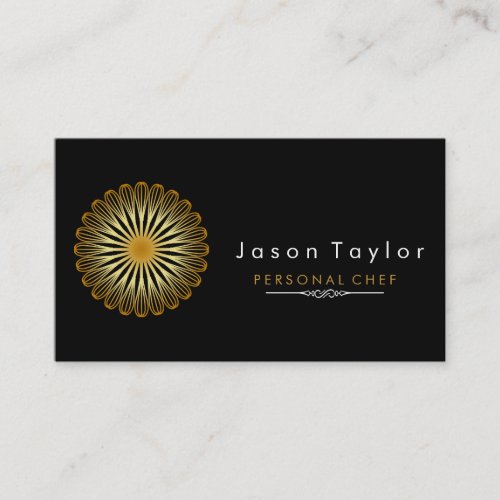 Catering Retro Black Chef Gold Whisk Circle Business Card