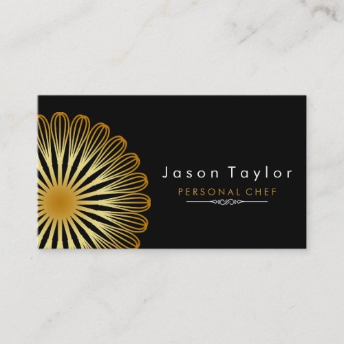 Catering Retro Black Chef Gold Whisk Circle Business Card