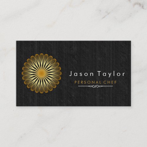 Catering Retro Black Wood Chef Gold Whisk Circle Business Card