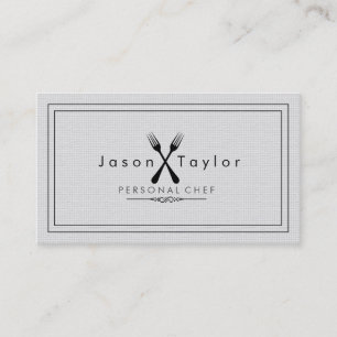 Catering Retro Gray Chef Black Fork Crossed Business Card