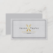 Catering Retro Gray Chef Gold Fork Crossed Business Card (Front/Back)
