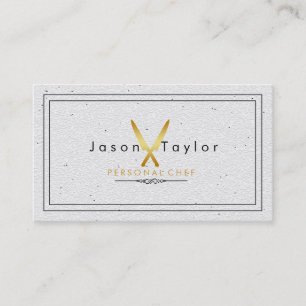 Catering Retro Stone White Chef Gold Knife Crossed Business Card