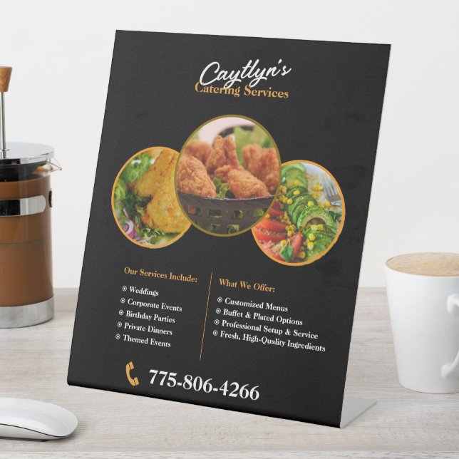 Catering Serrvices Custom Pedestal Sign (In SItu)