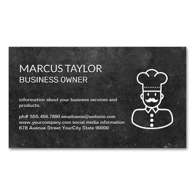Catering Service | Chef Icon | Slate Business Card Magnet (Front)
