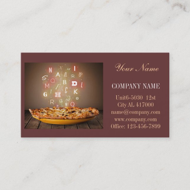 catering service deli shop Italian Food pizza Business Card (Front)