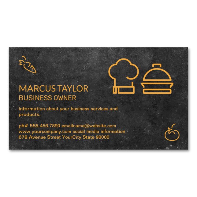 Catering Service | Food Industry | Chef Business Card Magnet (Front)