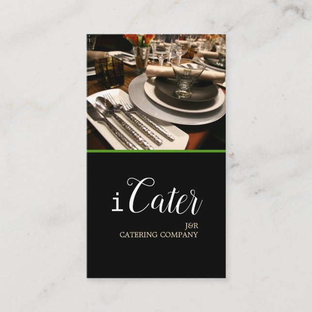 Catering Service, Food, Party Planner Business Card (Front)