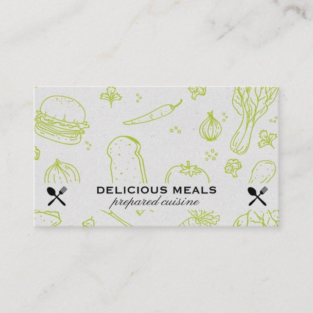Catering Service | Food Pattern Business Card (Front)