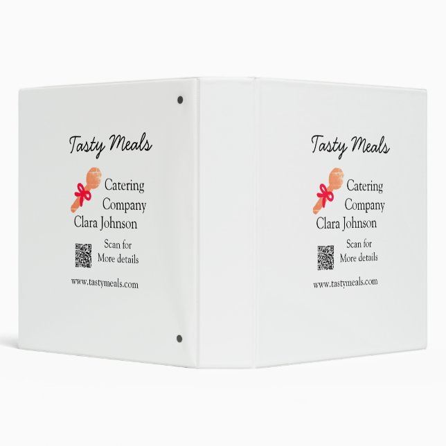 Catering services add name QR code website bakery  3 Ring Binder (Background)