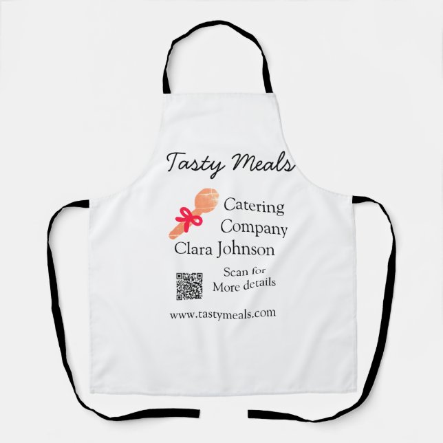 Catering services add name QR code website bakery  Apron (Front)