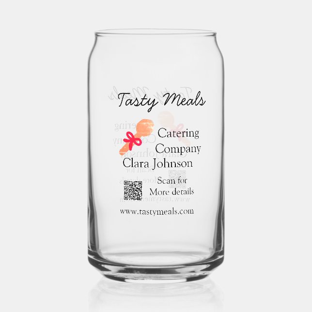 Catering services add name QR code website bakery  Can Glass (Front)