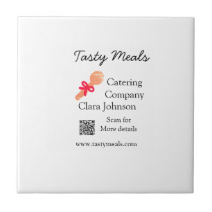 Catering services add name QR code website bakery Ceramic Tile
