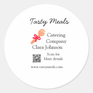 Catering services add name QR code website bakery  Classic Round Sticker
