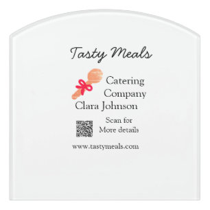 Catering services add name QR code website bakery Door Sign