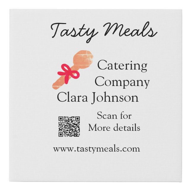 Catering services add name QR code website bakery  Faux Canvas Print (Front)