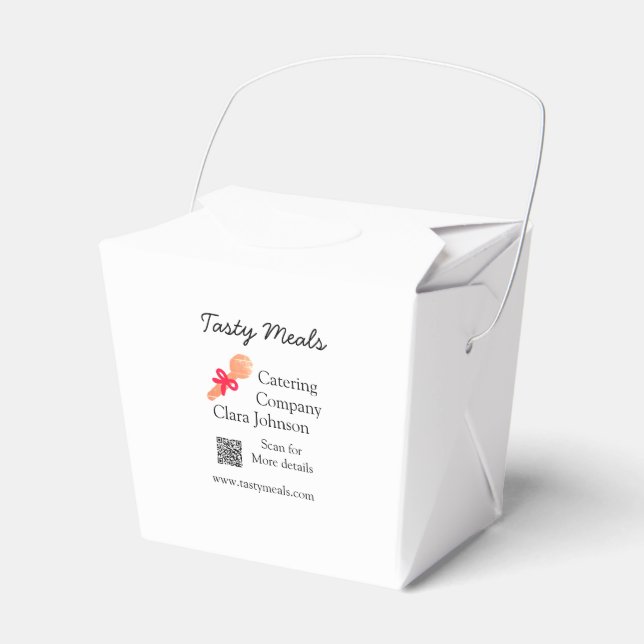 Catering services add name QR code website bakery  Favor Boxes (Front Side)