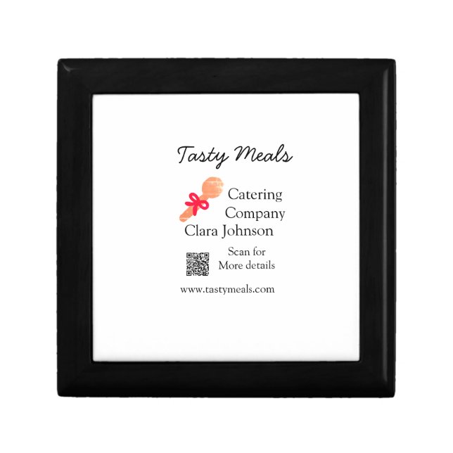 Catering services add name QR code website bakery  Gift Box (Front)
