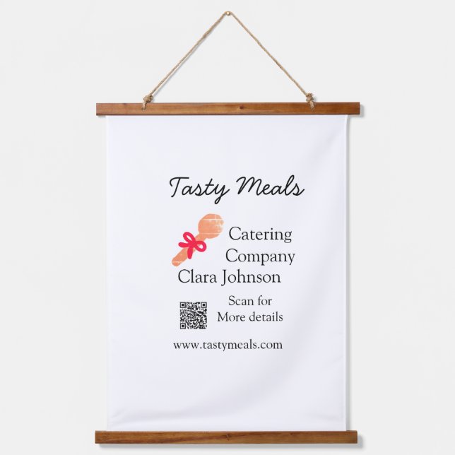 Catering services add name QR code website bakery  Hanging Tapestry (Front)
