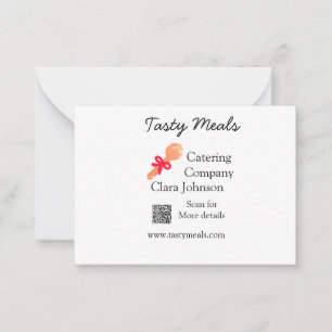 Catering services add name QR code website bakery  Note Card