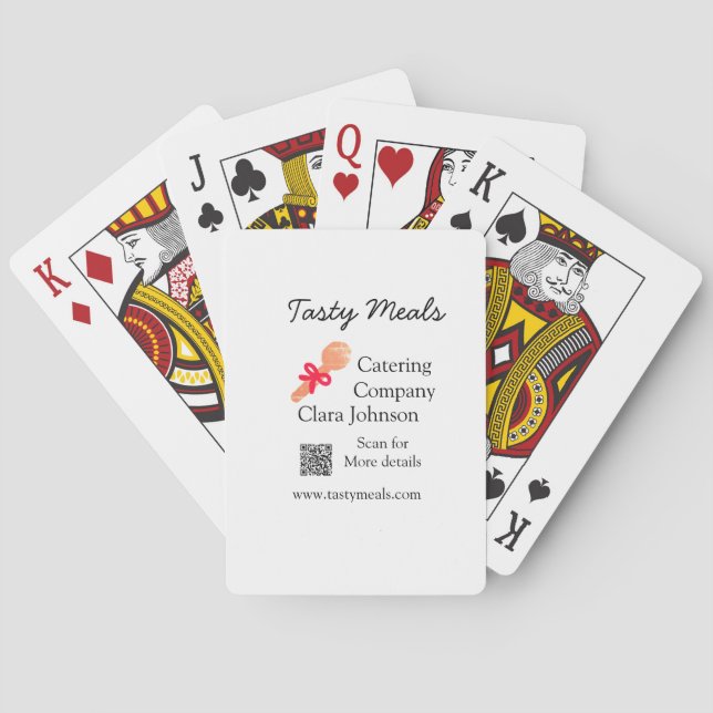 Catering services add name QR code website bakery  Poker Cards (Back)