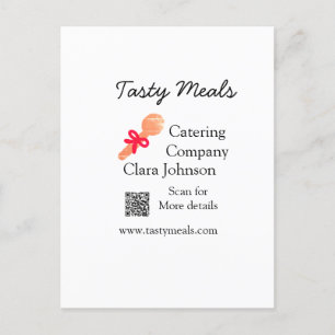 Catering services add name QR code website bakery  Postcard