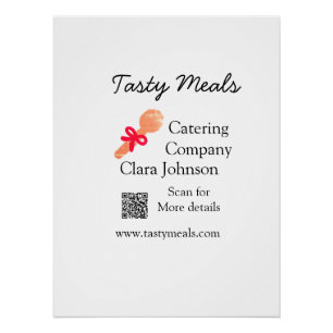 Catering services add name QR code website bakery Poster