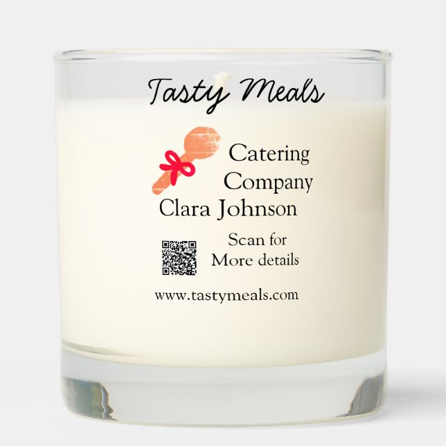 Catering services add name QR code website bakery  Scented Candle (Front)