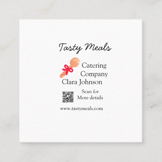 Catering services add name QR code website bakery  Square Business Card (Front)
