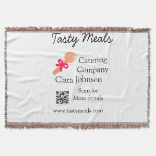 Catering services add name QR code website bakery  Throw Blanket