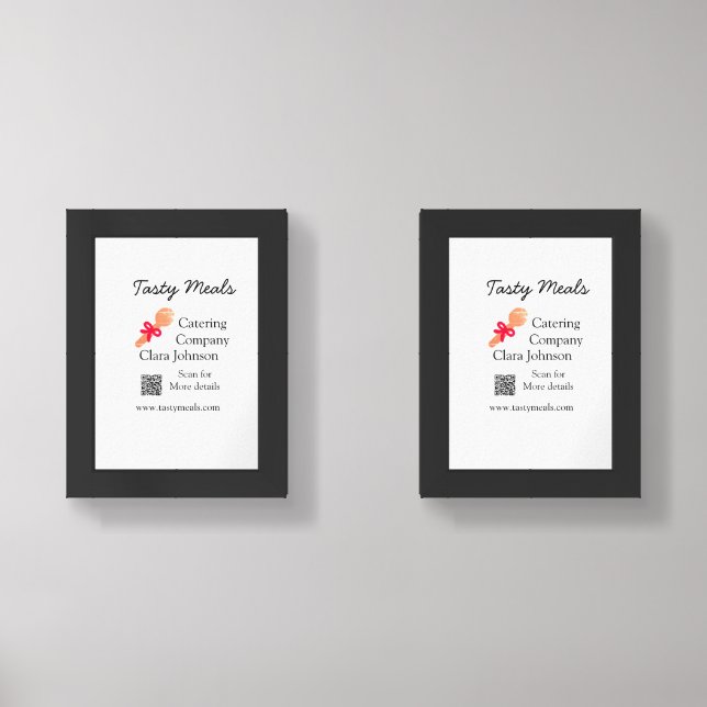 Catering services add name QR code website bakery  Wall Art Sets (Front)