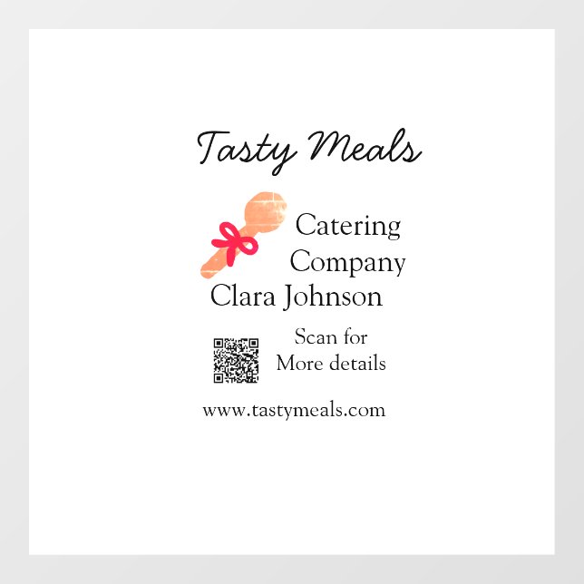Catering services add name QR code website bakery  Window Cling (Sheet)