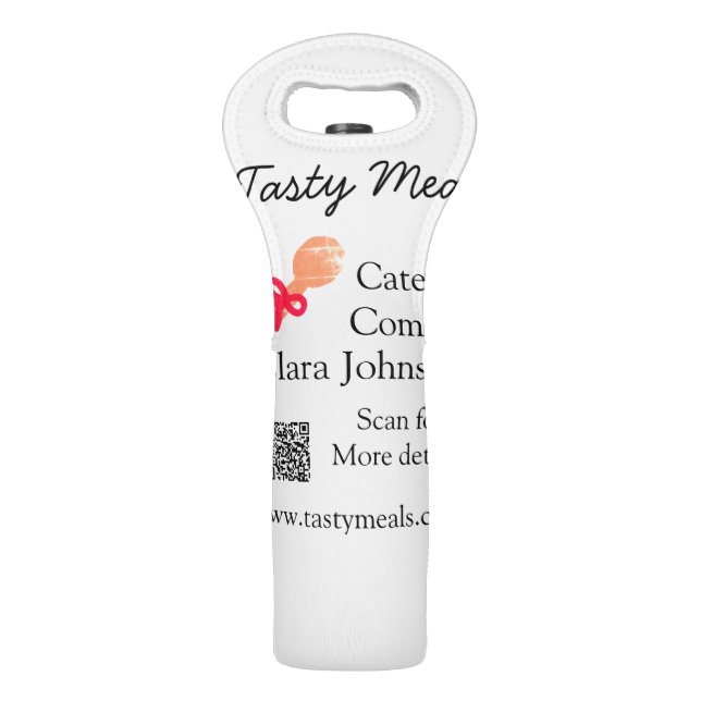 Catering services add name QR code website bakery  Wine Bag (Front)