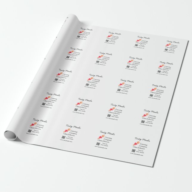 Catering services add name QR code website bakery  Wrapping Paper (Unrolled)