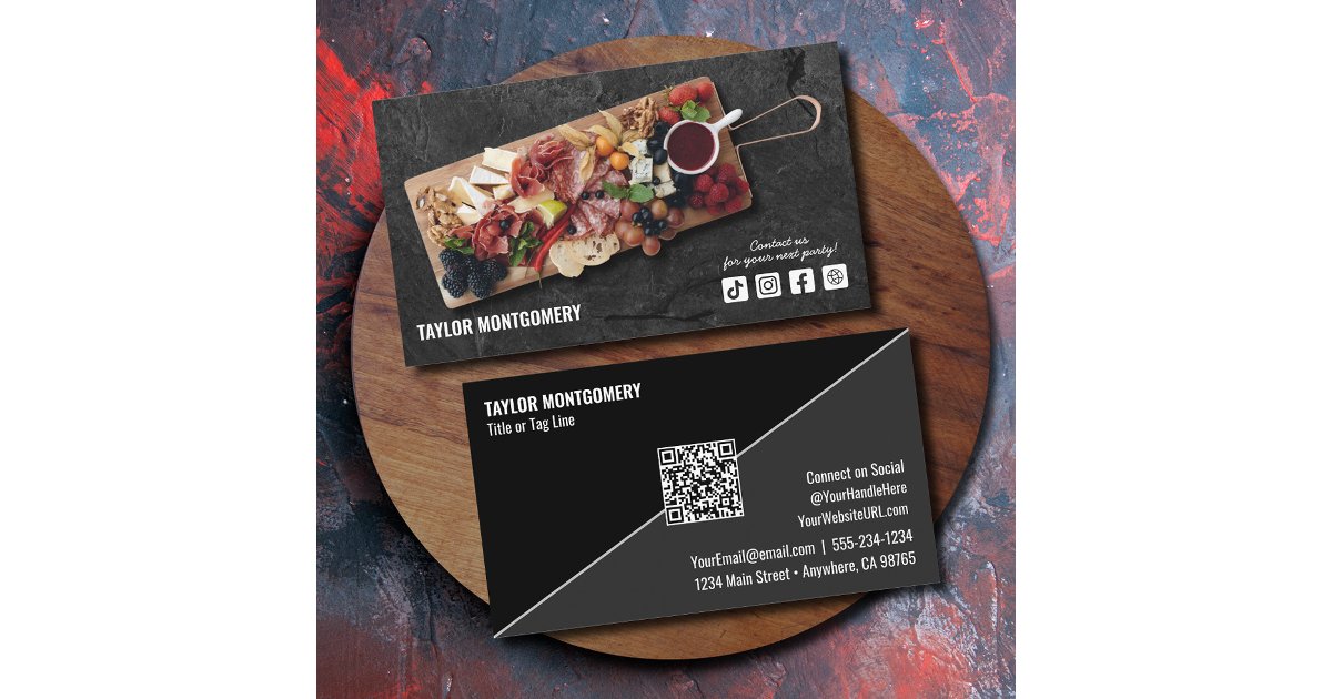 Custom Code Catering Catering Social Media QR Code Business Card | Zazzle