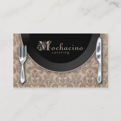 Catering Business Cards  Cutlery Plate Beige