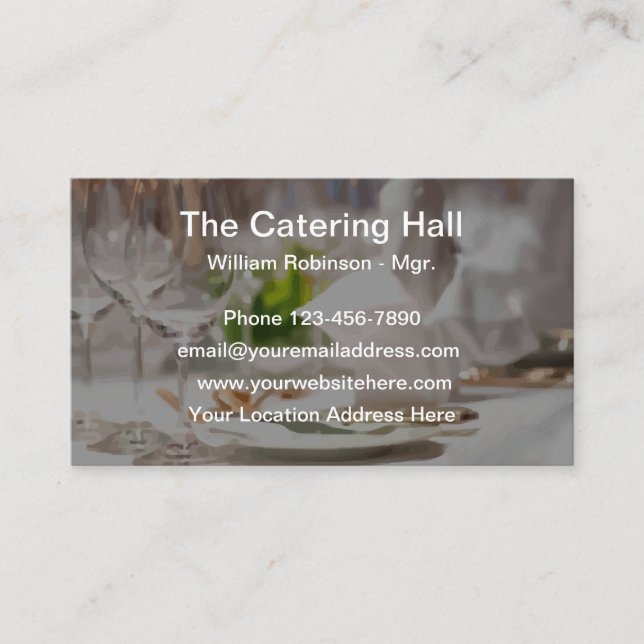 Catering Venue Tabletop Perspective Business Cards (Front)