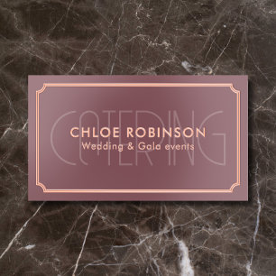 Catering Vintage Luxury QR Code Mauve Pink Foil Business Cards