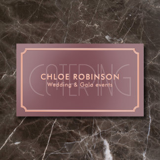 Catering Vintage Luxury QR Code Mauve Pink Foil Business Cards