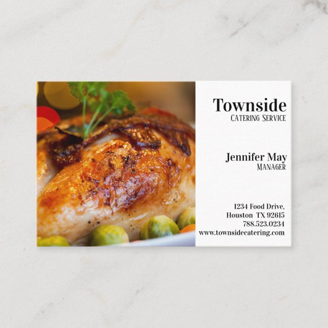 Catering white Business Card (Front)