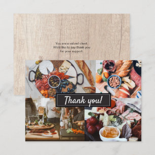 Catering Wood grain photo collage modern Thank you Card
