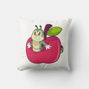 Caterpillar Apple Throw Pillow