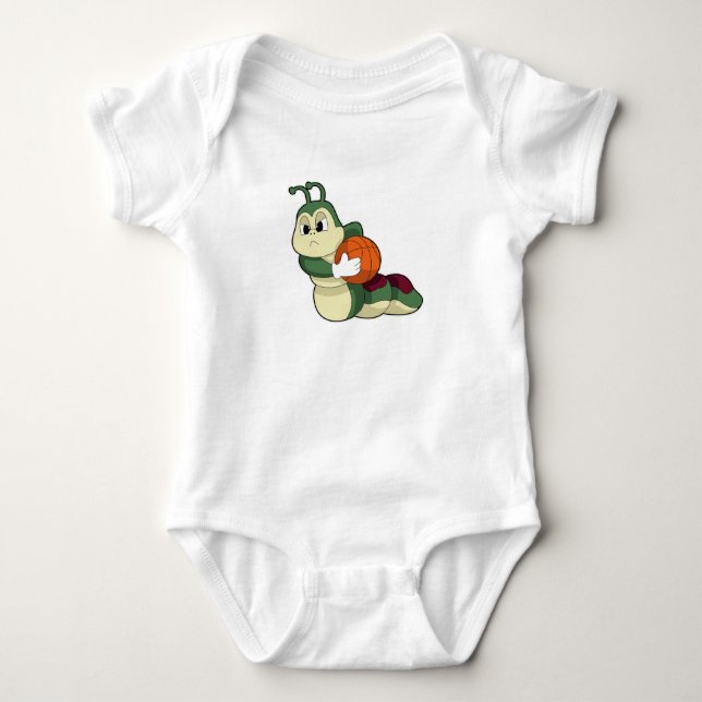 Caterpillar as Basketball player with Basketball Baby Bodysuit (Front)