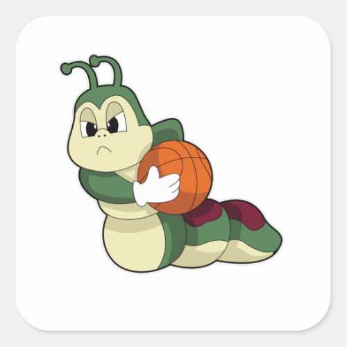 Caterpillar as Basketball player with Basketball Square Sticker