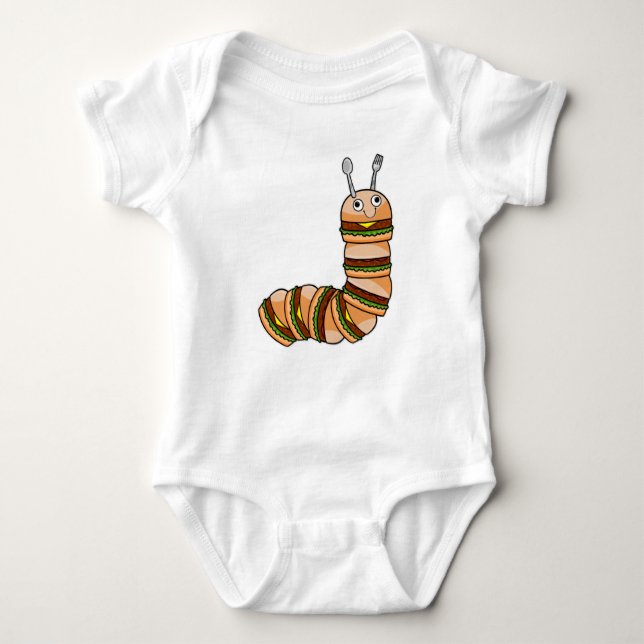 Caterpillar as Cheeseburger with Beef & Salad Baby Bodysuit (Front)