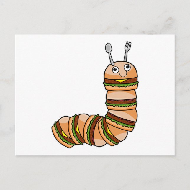 Caterpillar as Cheeseburger with Beef & Salad Postcard (Front)
