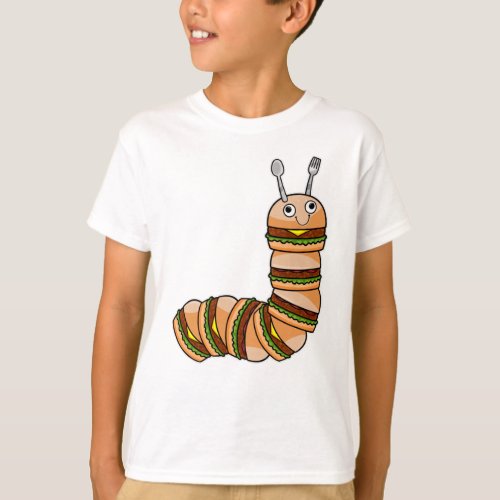 Caterpillar as Cheeseburger with Beef  Salad T_Shirt