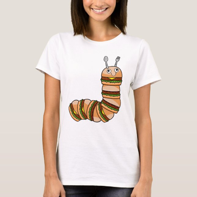 Caterpillar as Cheeseburger with Beef & Salad T-Shirt (Front)
