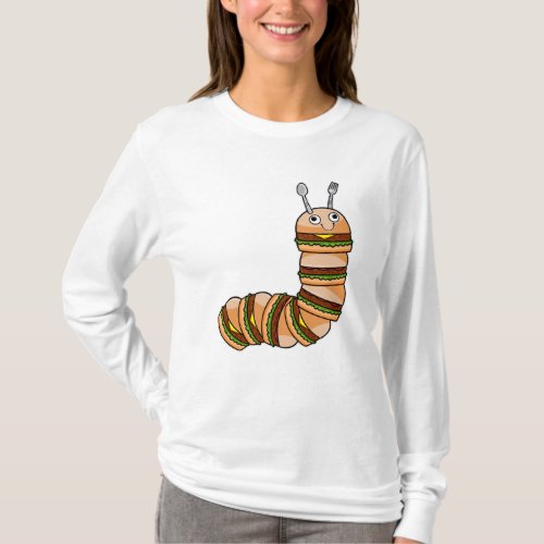 Caterpillar as Cheeseburger with Beef  Salad T_Shirt