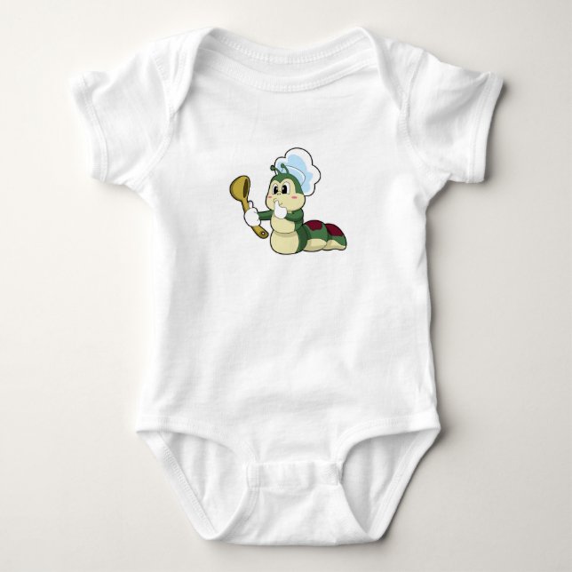 Caterpillar as Chef with Wooden spoon Baby Bodysuit (Front)