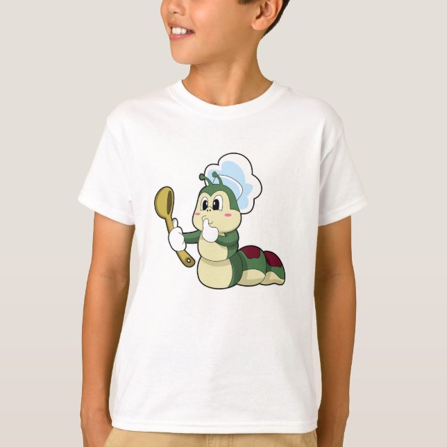 Caterpillar as Chef with Wooden spoon T-Shirt (Front)